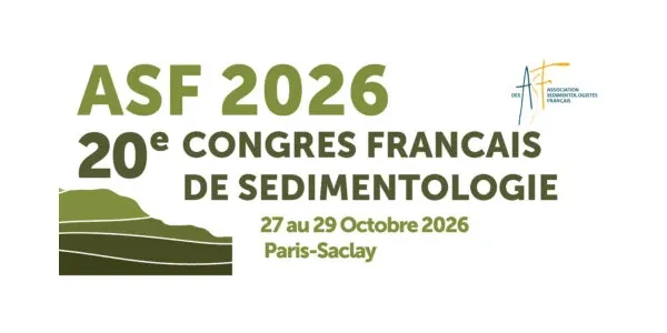 Affiche du 20e Congrès français de sédimentologie, ASF 2026, du 27 au 29 octobre à Paris-Saclay